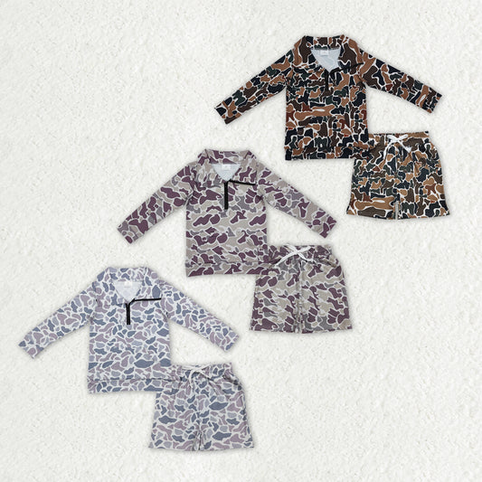 Sibling Baby Boys Southern Camo Zipper Pockets Pullovers Pockets Shorts Hunting Clothes Sets