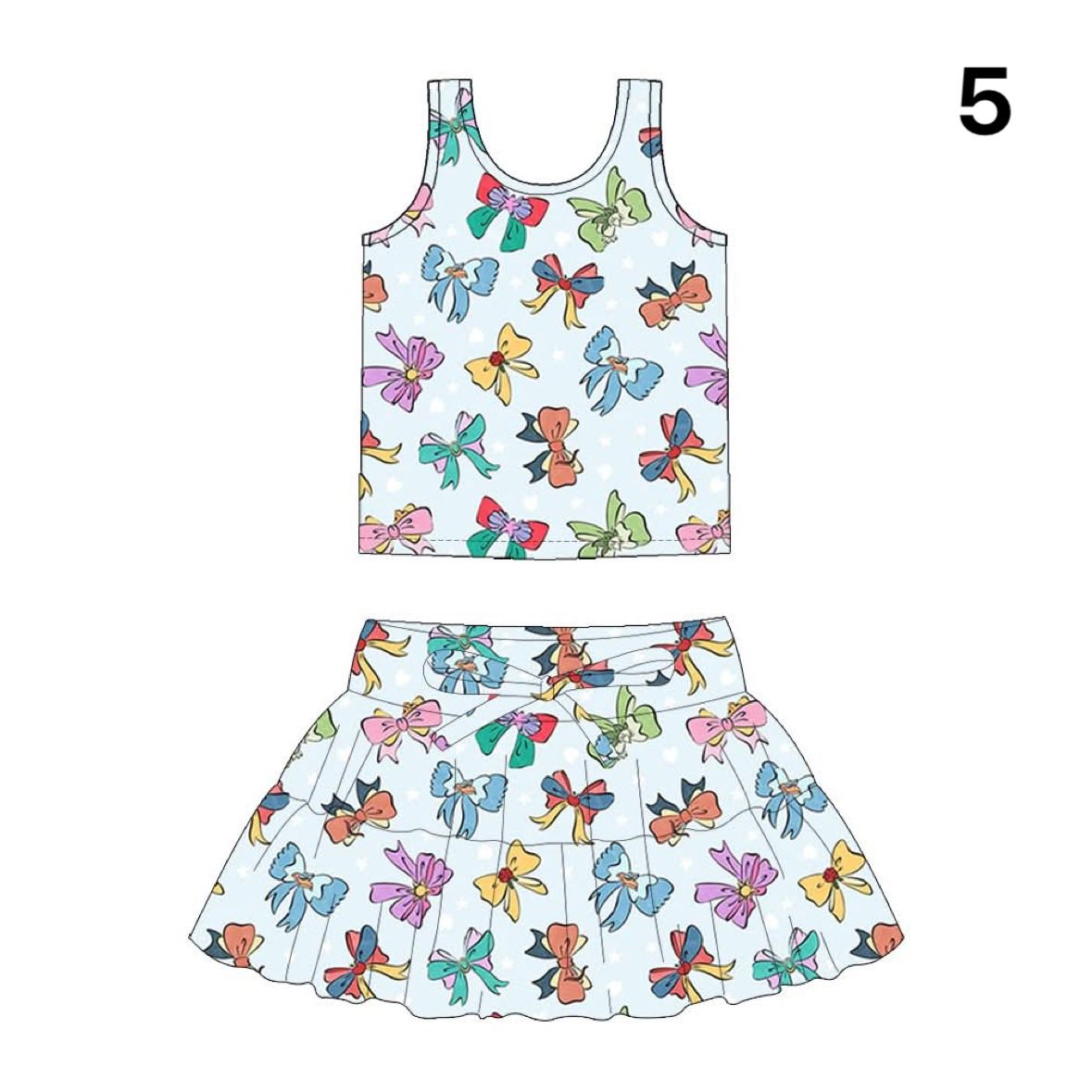 Preorder (moq 5)Baby Girls Colorful Flower Bows Vests Top Skirt Shorts Clothes Sets