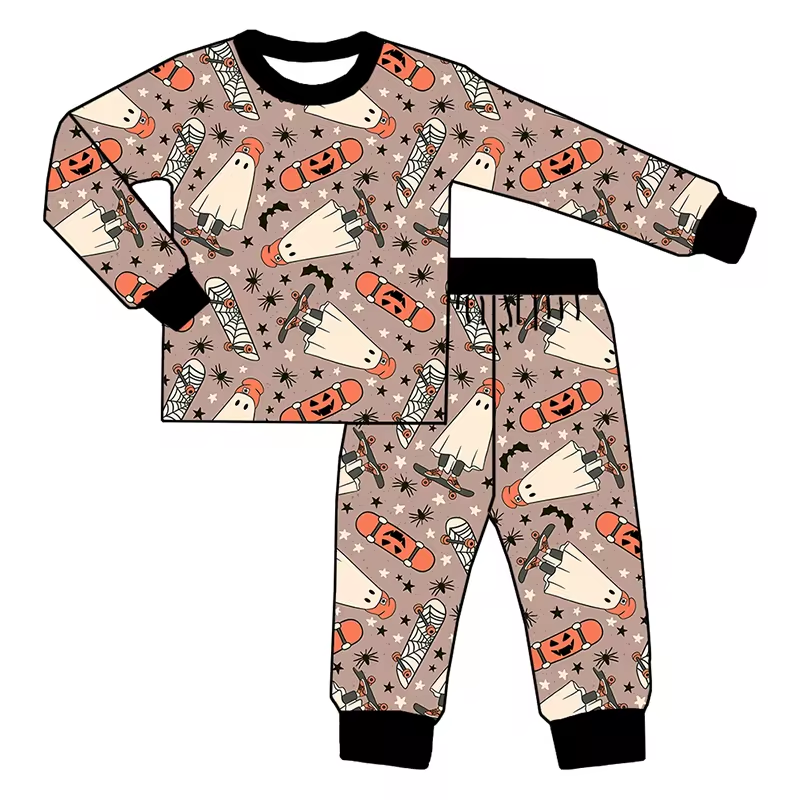 Baby Boys Bamboo Ghost Scoot Shirt Pants Pajamas Clothes Sets Preorder(moq 5)