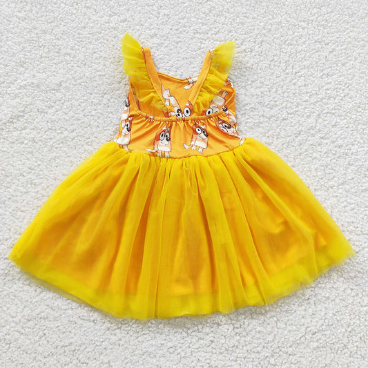 Baby Girls Orange Dog Tutu Knee Length Dresses