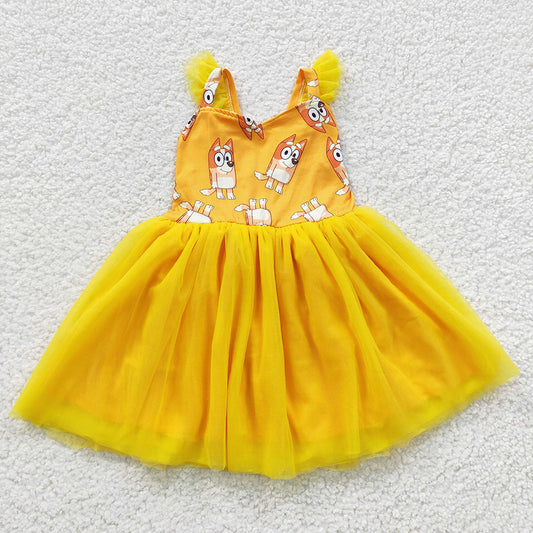 Baby Girls Orange Dog Tutu Knee Length Dresses