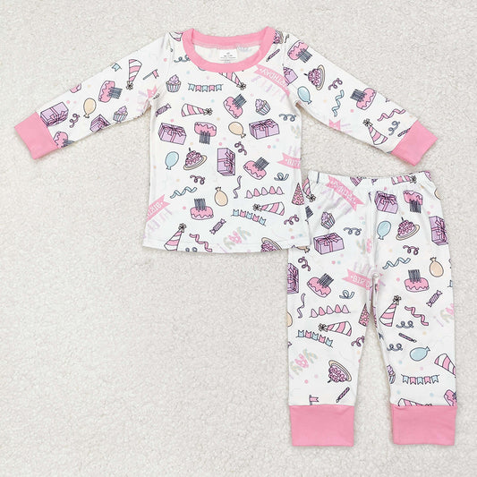 Baby Girls Birthday Pink Shirt Pants Pajamas Clothes Sets