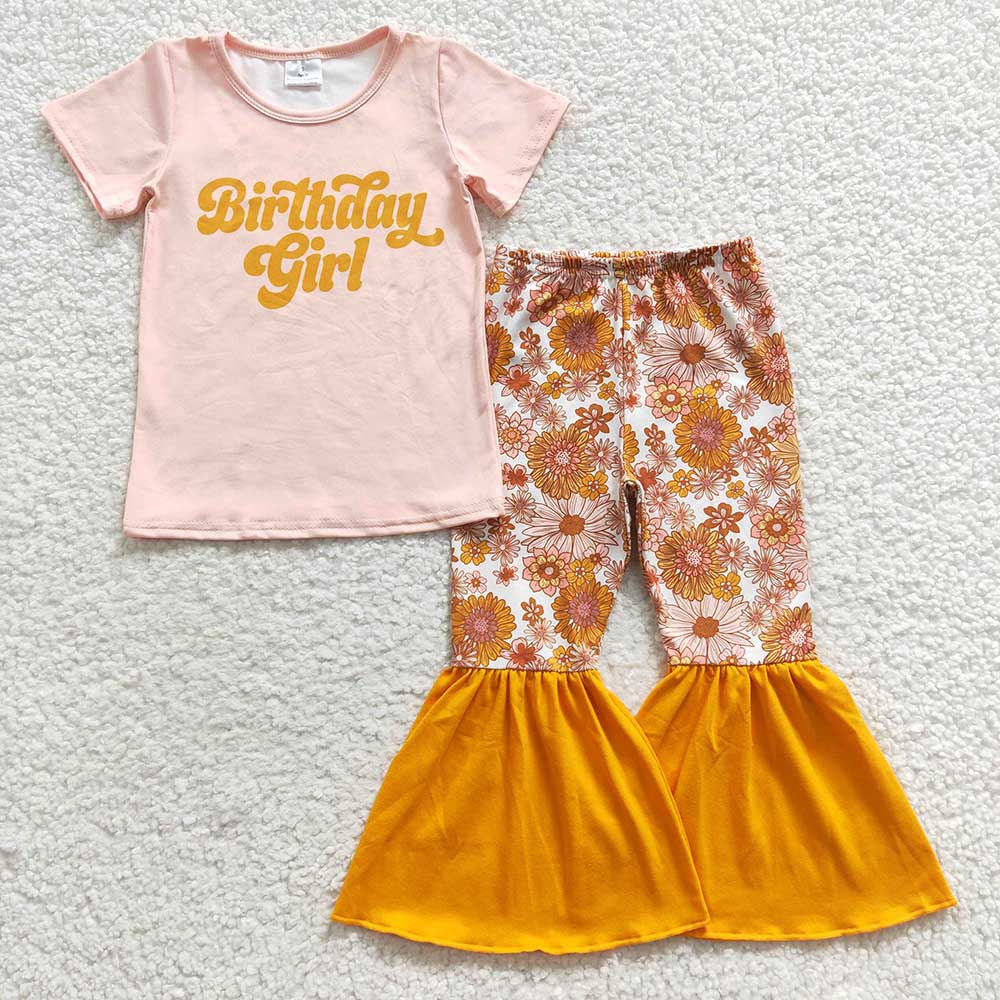 Baby Birthday Girl Flowers Bottom Pants Clothes Sets