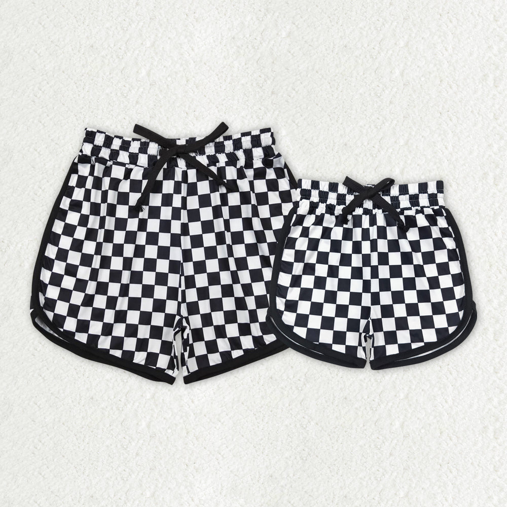 Mommy and Me Adult Baby Girls Black Checkered Bottoms Shorts