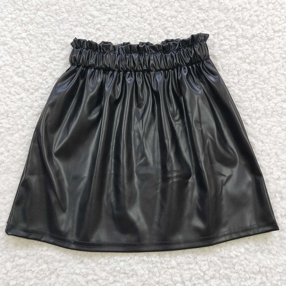 Baby Girls Black Leather Skirts