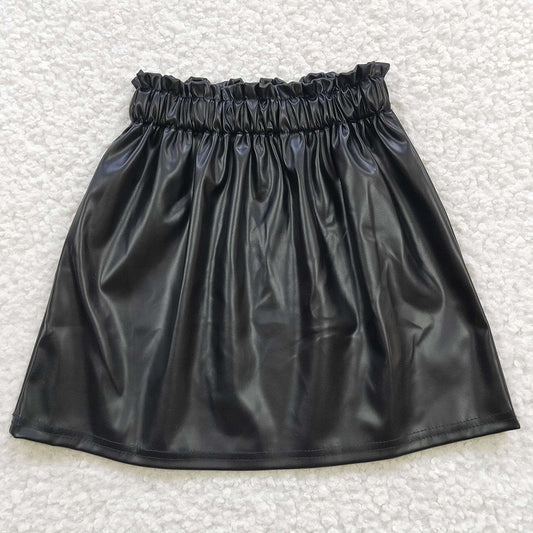 Baby Girls Black Leather Skirts