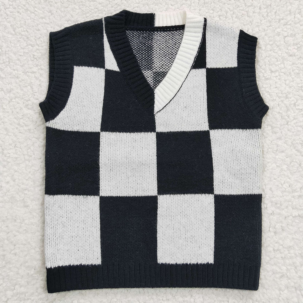 Baby Children Black White Vest Sweaters