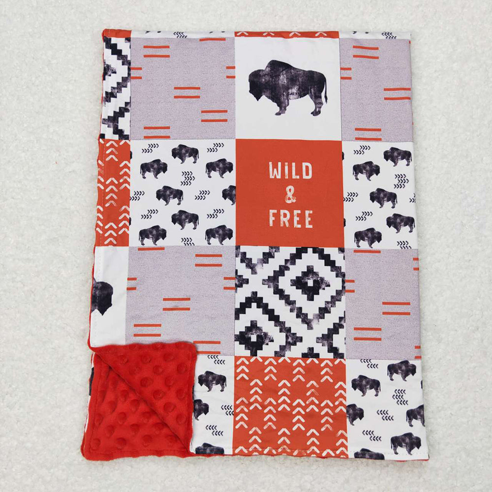 Baby Kids Wild Western Cow Minky Blankets