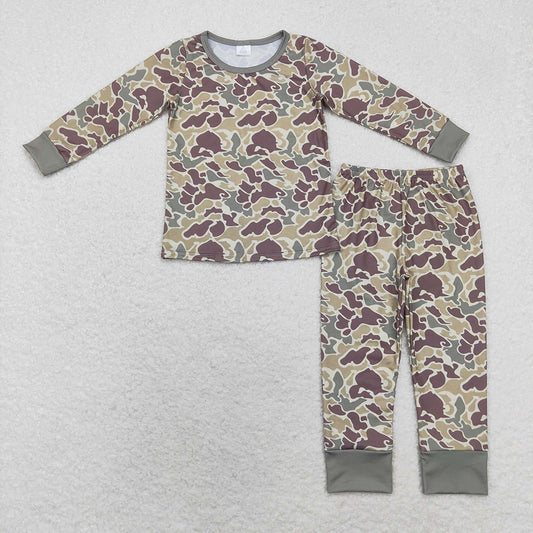 Baby Boys Fall Green Camo Bamboo Pajamas Clothes Sets