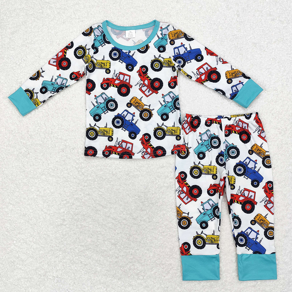 Baby Boys Farm Tractors Bamboo Pajamas Clothes Sets