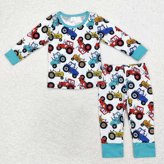 Baby Boys Farm Tractors Bamboo Pajamas Clothes Sets