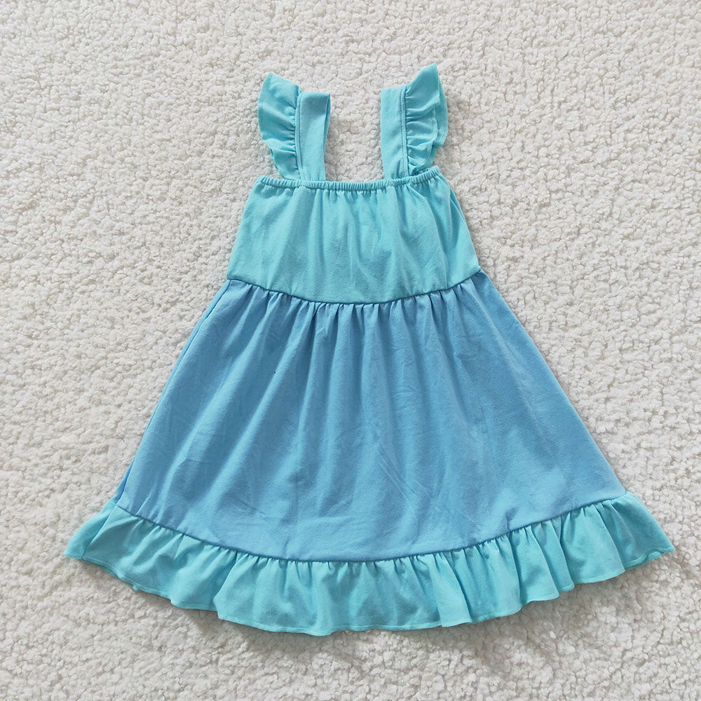 Baby Girls Blue Bow Summer Knee Length Dresses