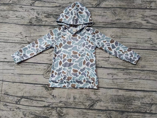 Baby Boys Grey Camo Hooded Long Sleeve Tops preorder(MOQ 5)