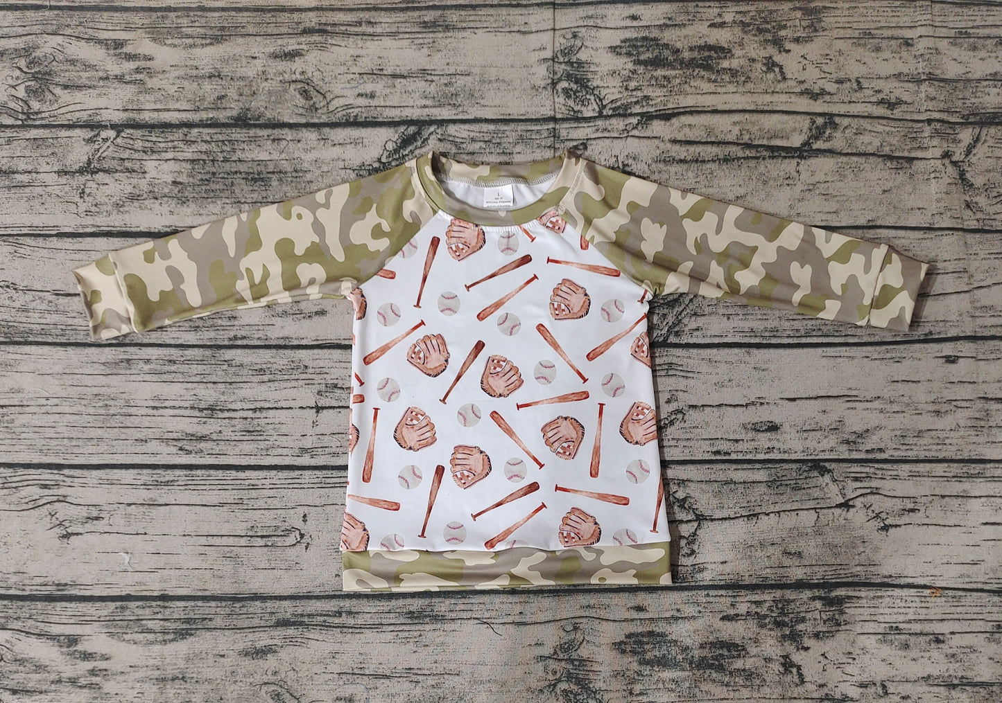 Baby Boys Baseball Long Sleeve Camo Tops Tee Shirts