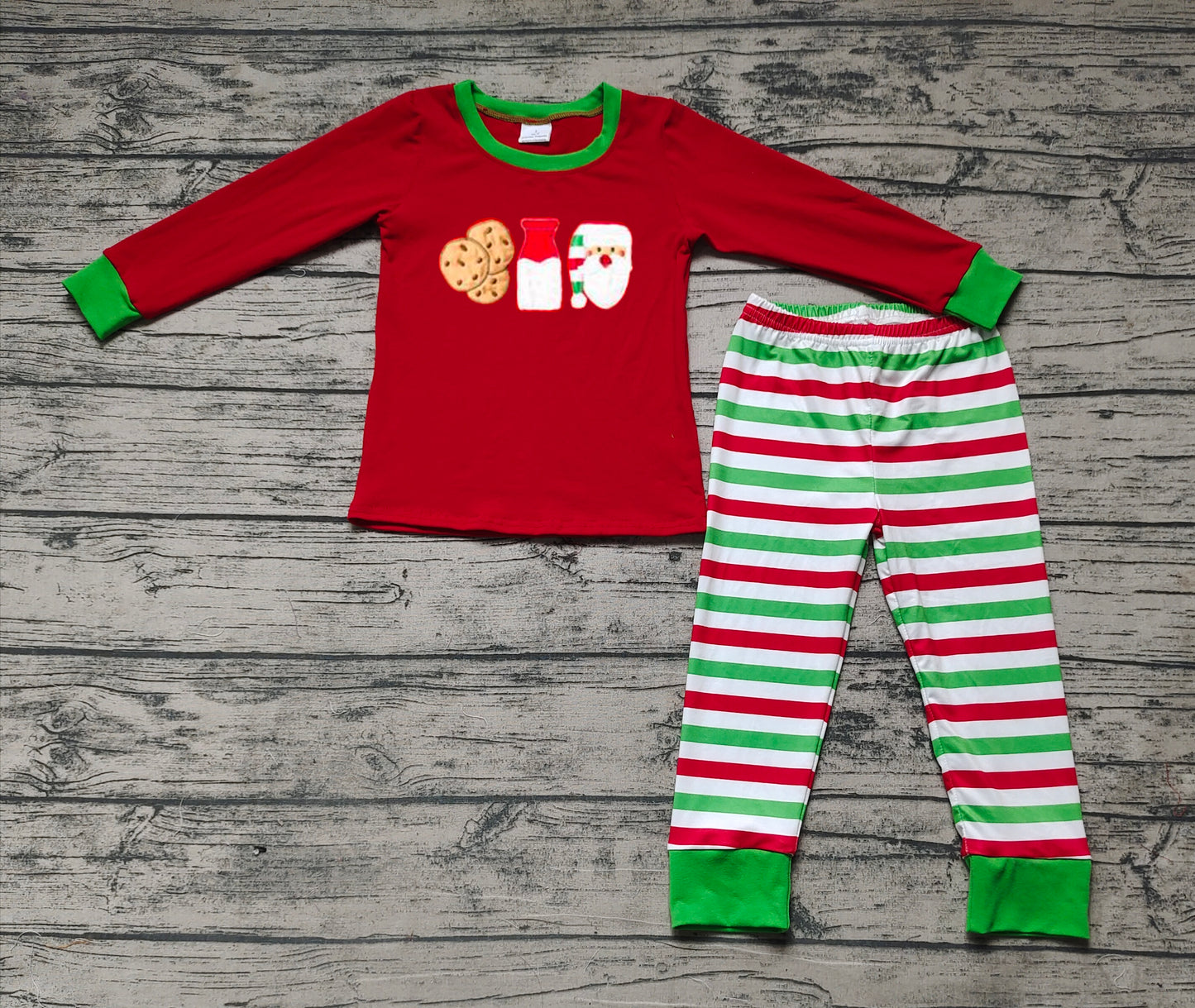 Baby Boys Red Cookie Milk Santa Stripes Pants Pajamas Clothes Sets