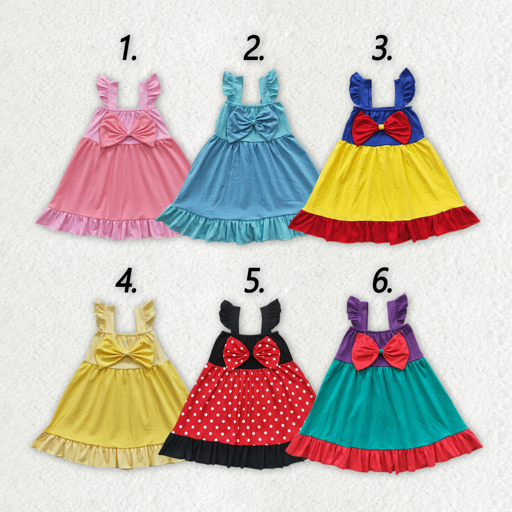 Baby Girls Princess Sibling Bow Summer Knee Length Dresses