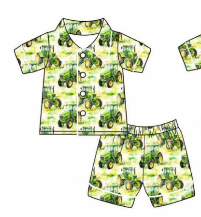 Baby Boys Farm Tractor Top Shorts Pajamas Clothes Sets preorder(MOQ 5)