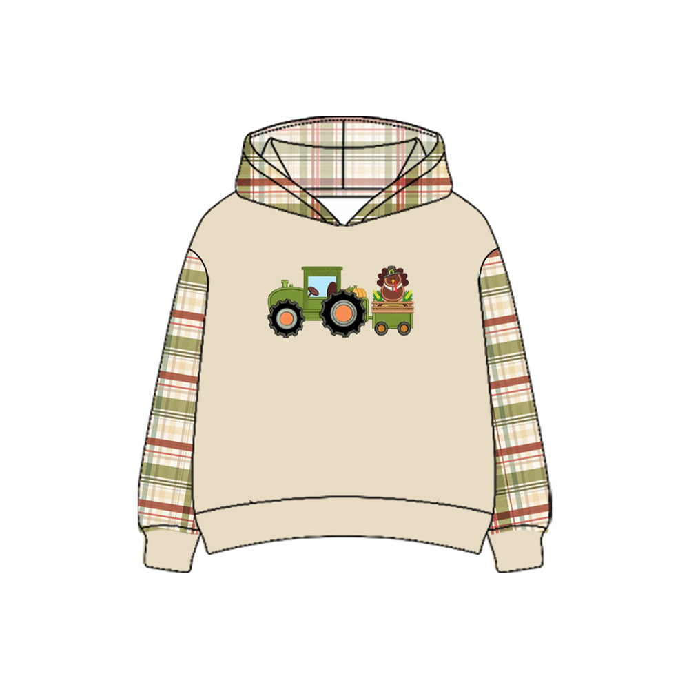 Preorder(moq 5) Baby Boys Long Sleeves Truck Turkey Hoodies Top