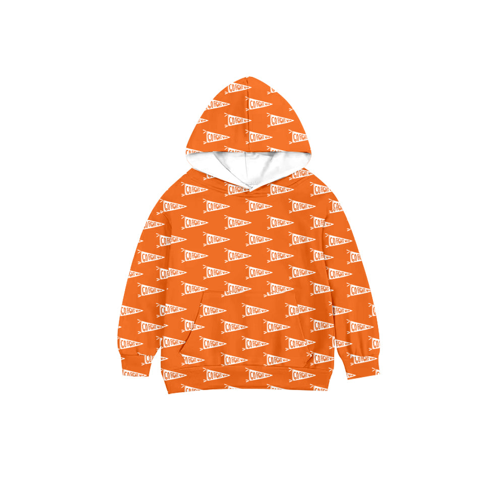 Preorder (moq 5)Baby Boys Go Fight With Orange Team Cheer Hooded Pullovers Tops