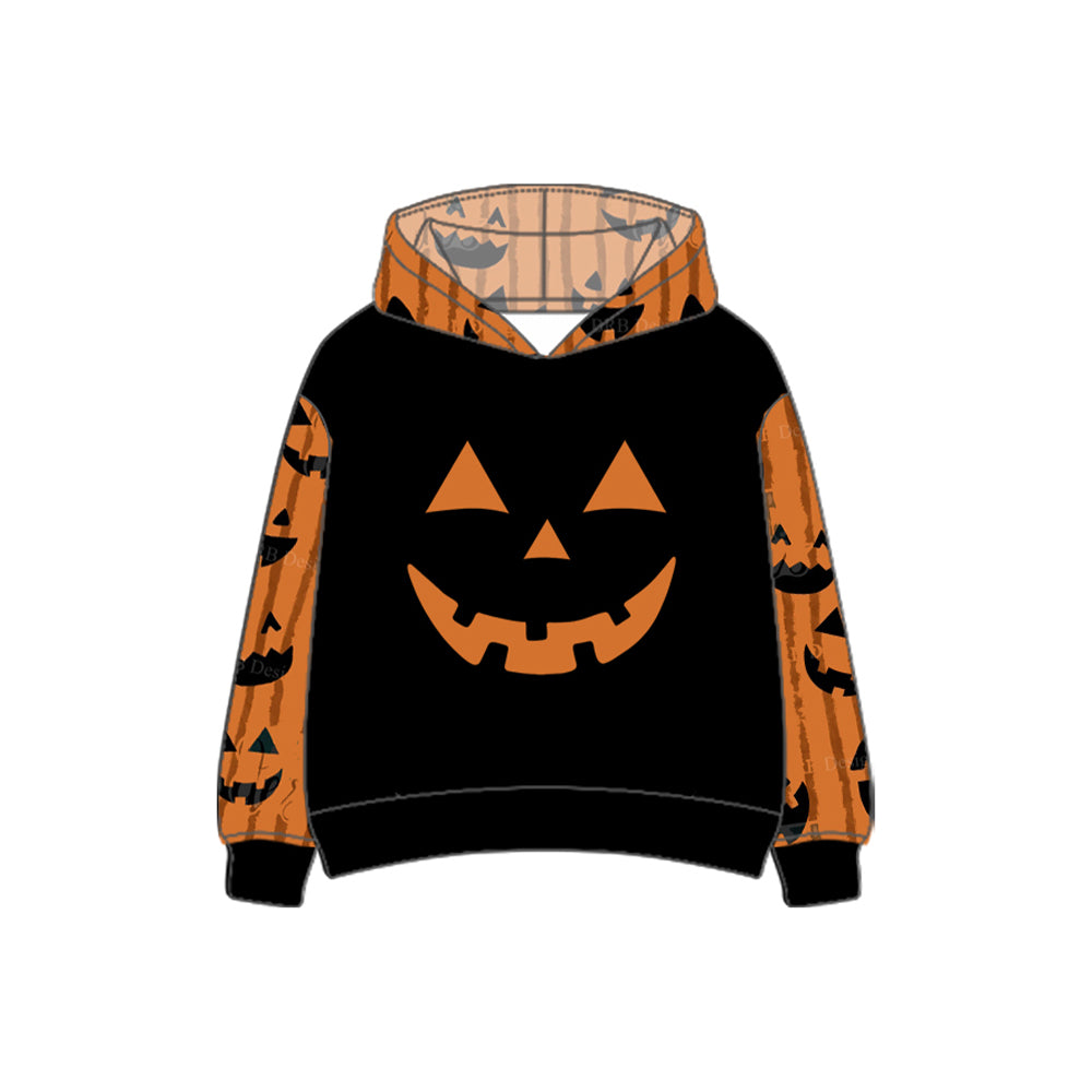 Preorder(moq 5) Baby Boys Black Long Sleeves Ghost Pumpkins Hoodies Top