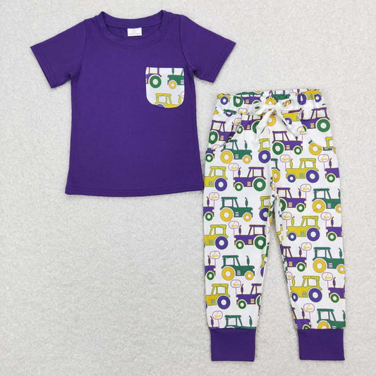 Baby Boys Mardi Gras Pocket Top Tractor Pants Clothes Sets