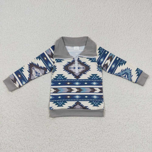 Baby Boys Green Aztec Long Sleeve Pullover Tops