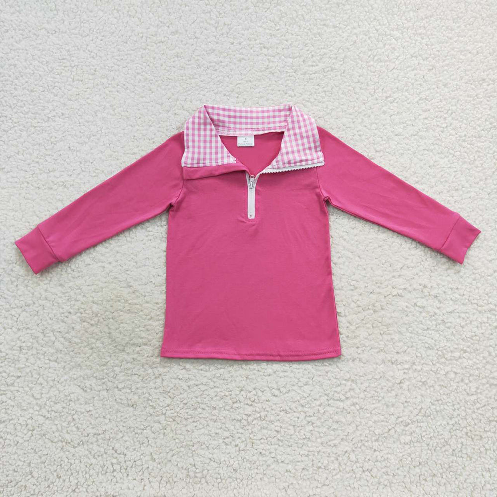 Baby Kids Hotpink Long Sleeve Elbow Pullover Tee Shirt Tops