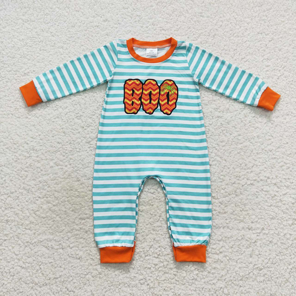 Baby Boys Halloween Stripes Boo Fall Rompers