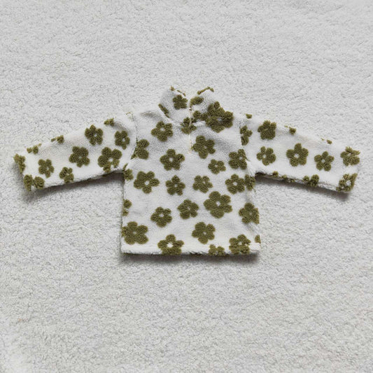 Baby Girls Green Flowers Thick Pullovers Tops