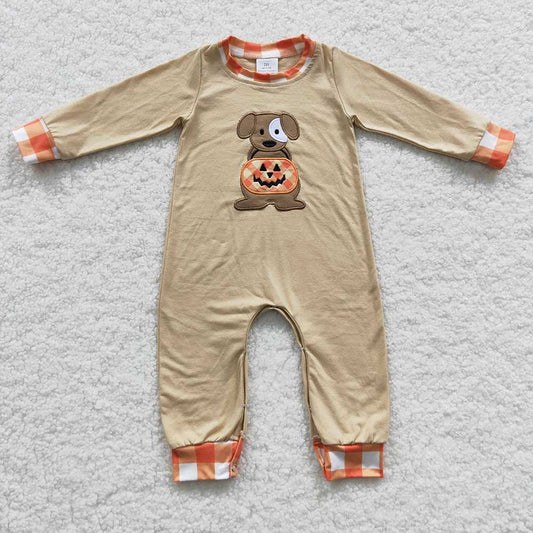 Baby Boys Dog Pumpkin Halloween Rompers