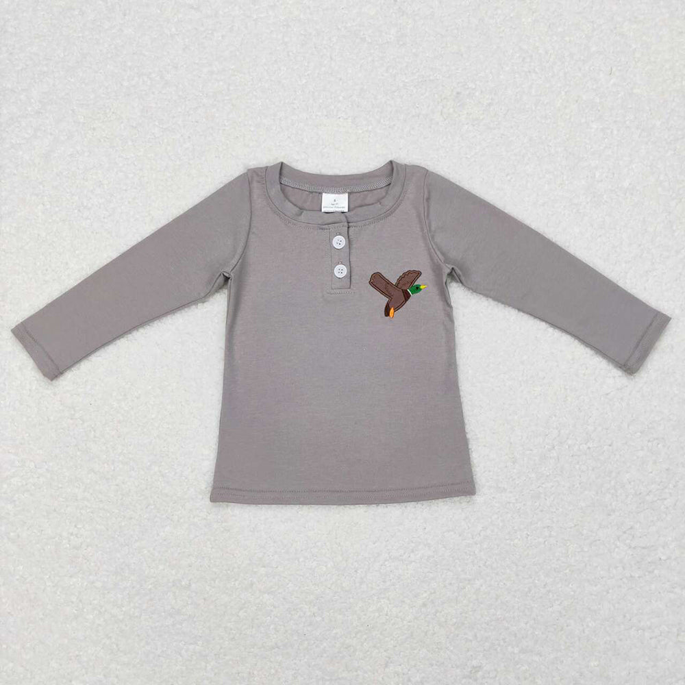 Baby Boys Grey Mallard Duck Long Sleeve Tee Shirts Tops