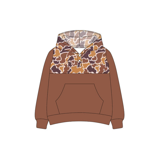 Preorder (moq 5)Baby Boys Southern Brown Camouflage Hooded Pullovers Tee Shirts