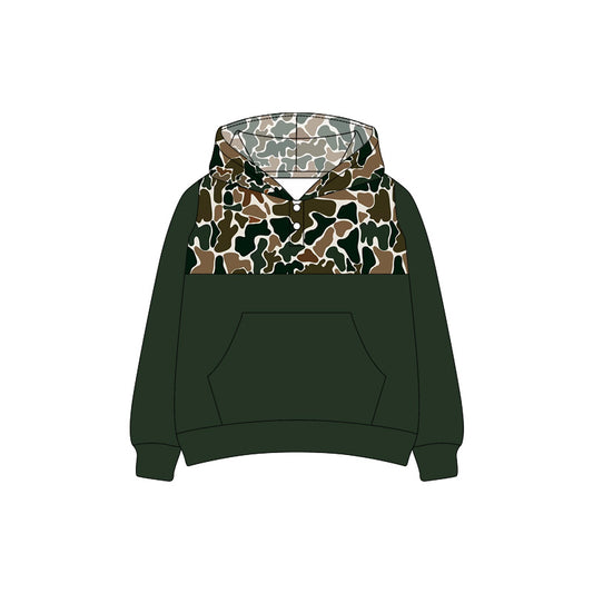 Preorder (moq 5)Baby Boys Southern Dark Green Camouflage Hooded Pullovers Tee Shirts
