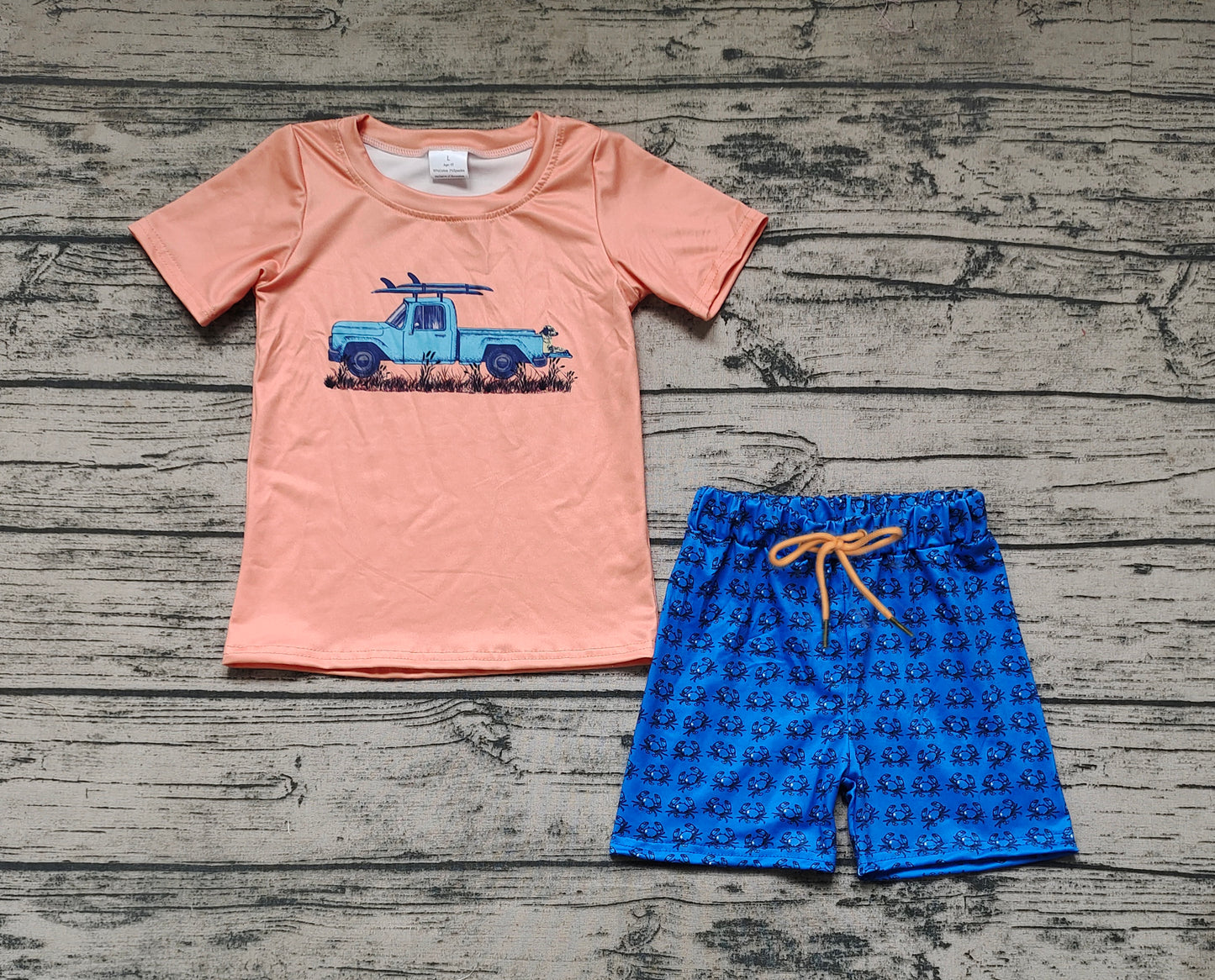 Baby Boys Truck Shirt Top Crab Shorts Outfits Clothes Sets