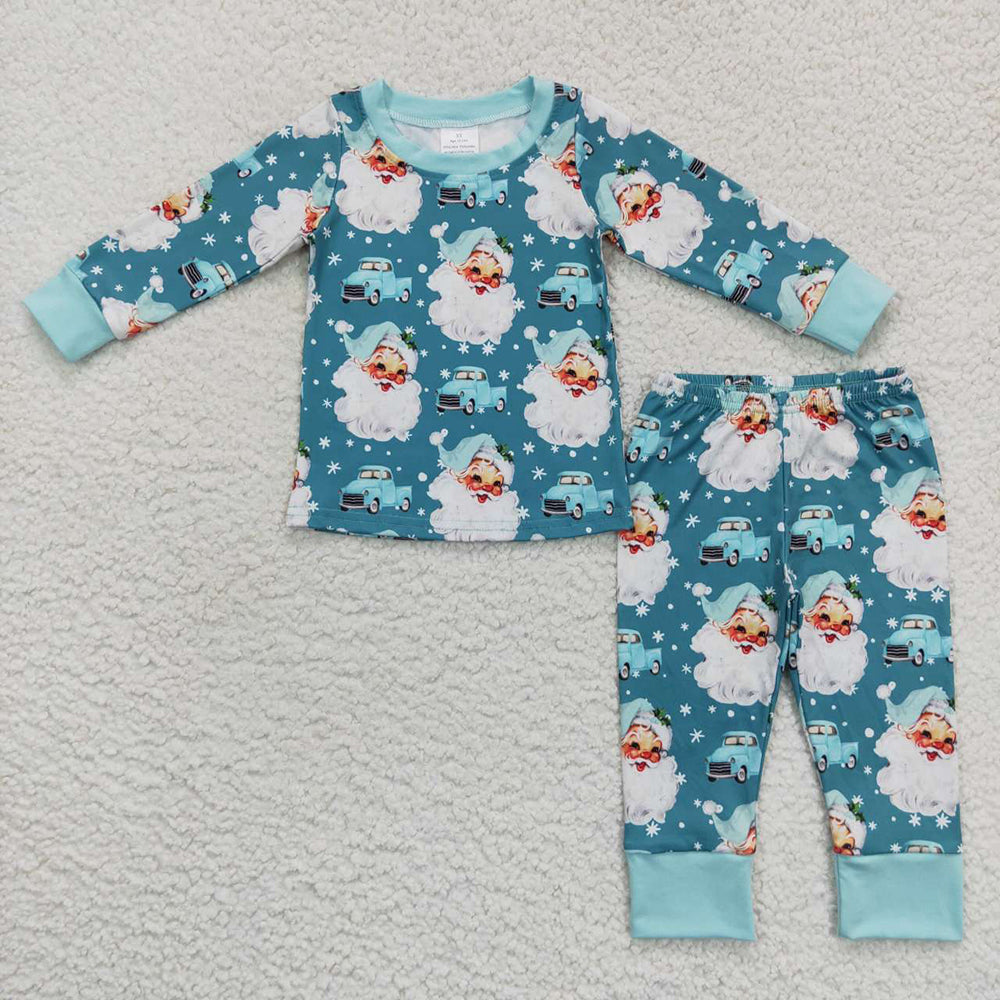 Baby Boys Christmas Blue Santa Top Pants Pajamas Clothes Sets