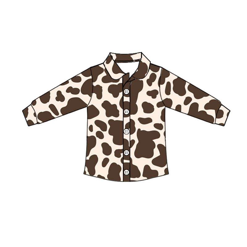 Baby Boys Western Cowhide Buttons Long Sleeve Tee Shirts Tops preorder(moq 5)