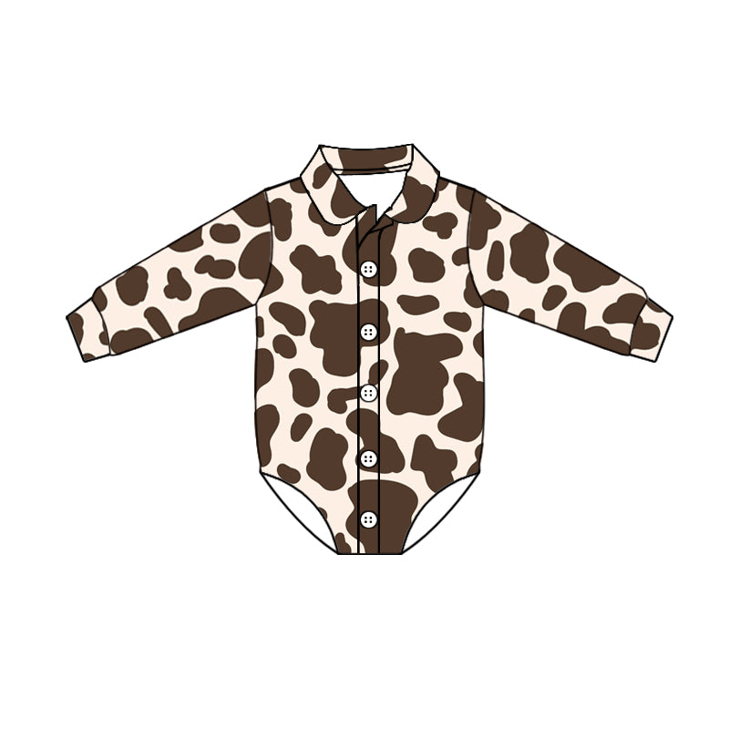 Baby Infant Boys Western Cowhide Long Sleeve Rompers preorder(moq 5)