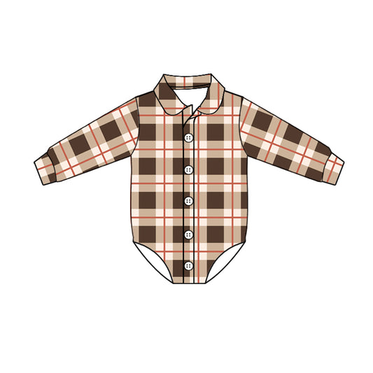 Baby Infant Boys Plaid Long Sleeve Rompers preorder(moq 5)