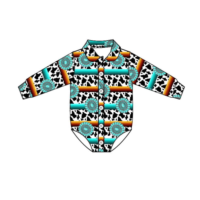 Baby Infant Boys Turquoise Long Sleeve Rompers preorder(moq 5)