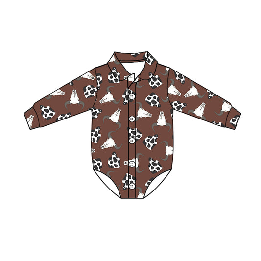 Baby Infant Boys Cow Tags Long Sleeve Rompers preorder(moq 5)