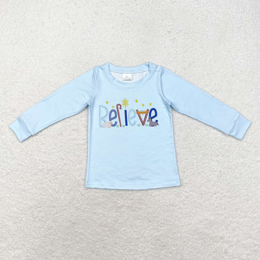 Baby Boys Christmas Believe Long Sleeve Tee Shirts Tops