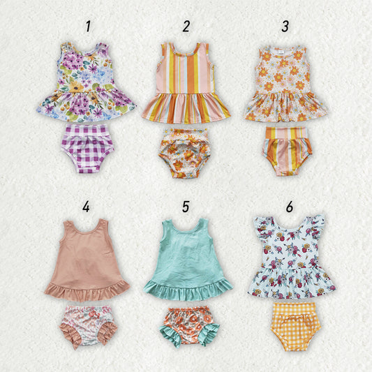 Sibling Baby Girls Summer Top Bummies Outfits Sets