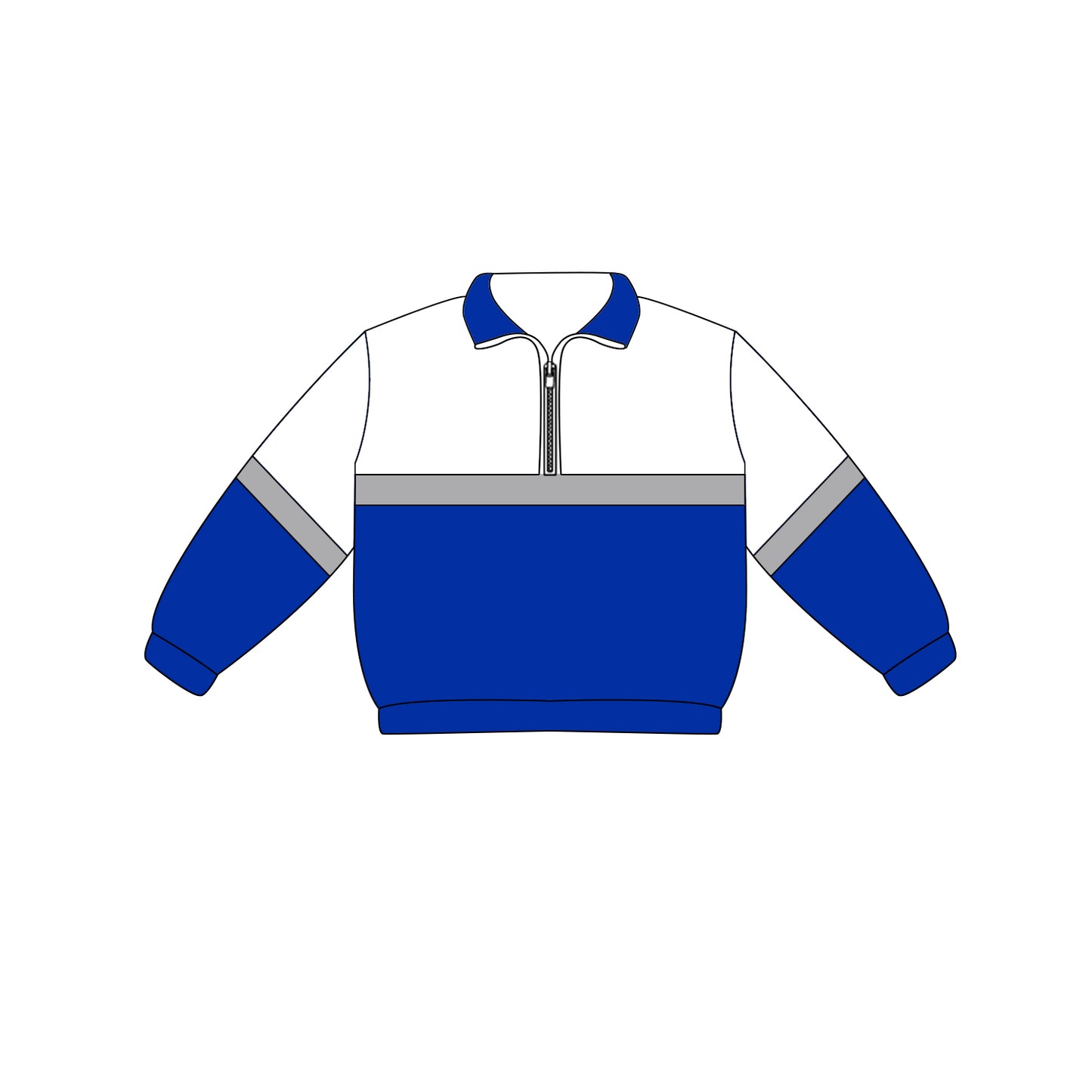 Preorder (moq 5)Baby Boys Long Sleeve Blue White Team Zip Pullovers Tops