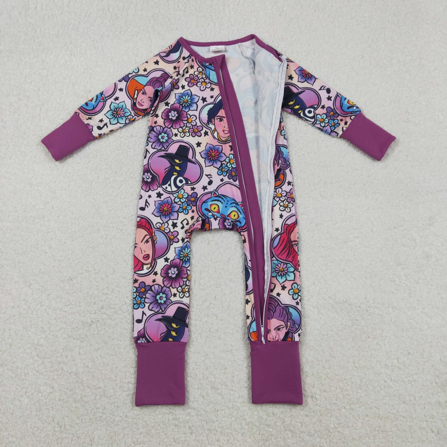 Baby Girls Cartoon Demon Hunter Flowers Two Way Convertible Rompers