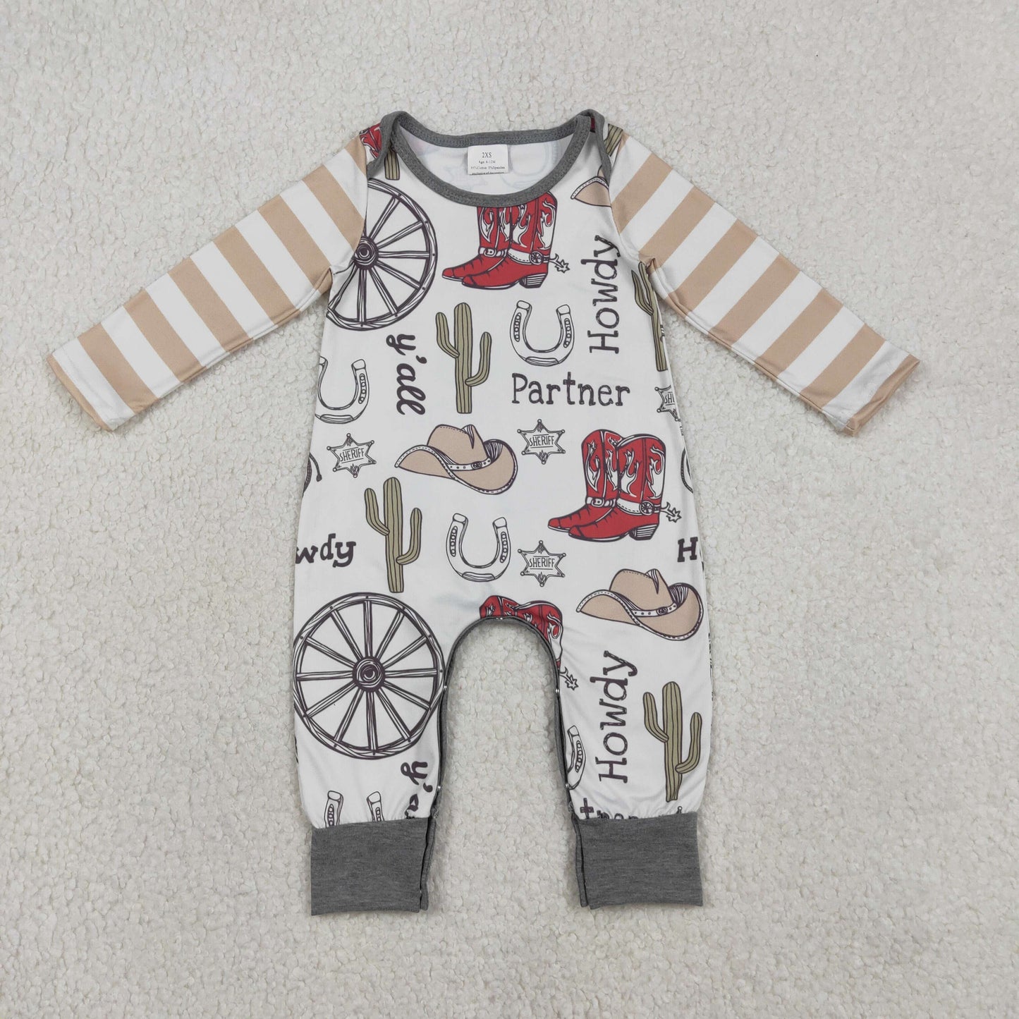 Baby Boys Cactus Boots Partner Howdy Western Rompers