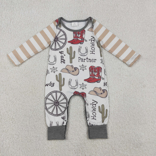 Baby Boys Cactus Boots Partner Howdy Western Rompers