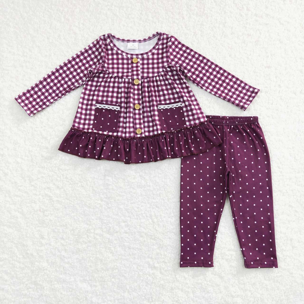 Baby Girls Long Sleeve Checkered Fall Sibling Legging Clothing Sets