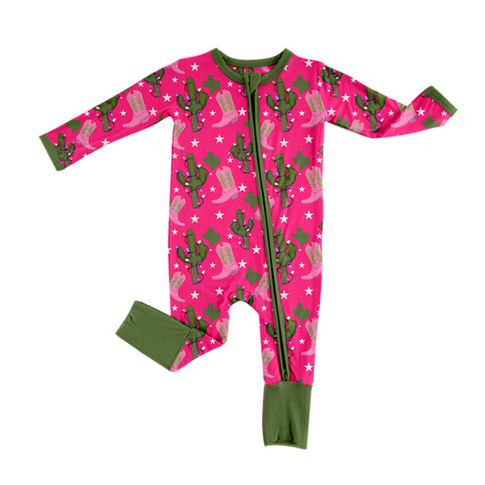 Baby Infant Girls Western Cow Christmas Zip Rompers preorder(moq 5)