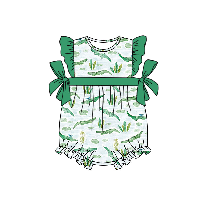 Baby Girls Crocodile Bows Sleeveless Rompers preorder(moq 5)