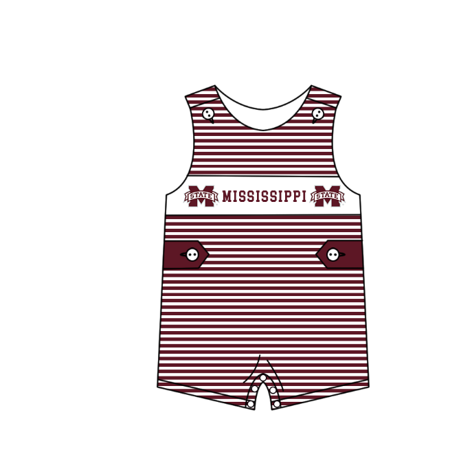 preorder(moq 5) Baby Boys Red Stripe Sleeveless Mississippi Team Rompers